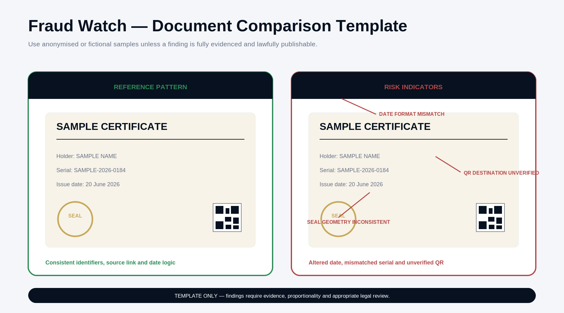 EIFVS Fraud Watch comparison template